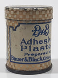 Antique B&B Bauer & Black Chicago U.S.A. Adhesive Plaster Rubber 1 Inch Wide 1 Yard Long 1 1/4" Tall Small Round Tin Metal Canister EMPTY