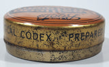 Antique Boots Pure Drug Co. Ltd Basilicon Oinment Resin Ointment B.P.C. 2 3/8" Wide Orange Tin Metal Canister Nottingham England