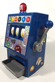 2008 Mars M&M's World Chocolate Candies 9" Tall Blue Plastic Slot Machine Candy Dispenser Lights and Sound