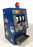 2008 Mars M&M's World Chocolate Candies 9" Tall Blue Plastic Slot Machine Candy Dispenser Lights and Sound