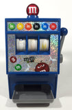 2008 Mars M&M's World Chocolate Candies 9" Tall Blue Plastic Slot Machine Candy Dispenser Lights and Sound