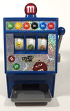 2008 Mars M&M's World Chocolate Candies 9" Tall Blue Plastic Slot Machine Candy Dispenser Lights and Sound