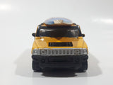 Maisto Hummer H2 SUV Yellow 1/46 Scale Pull Back Die Cast Toy Car Vehicle with Wood San Diego Surfboard On Roof No Tires