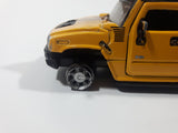 Maisto Hummer H2 SUV Yellow 1/46 Scale Pull Back Die Cast Toy Car Vehicle with Wood San Diego Surfboard On Roof No Tires