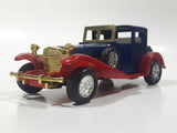 Unknown Brand Antique Car Dark Blue with Red Fenders Push and Go 6 1/2" Long Plastic Die Cast Toy Car Vehicle