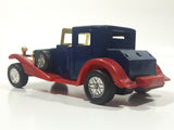 Unknown Brand Antique Car Dark Blue with Red Fenders Push and Go 6 1/2" Long Plastic Die Cast Toy Car Vehicle