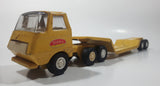 Vintage 1970s Tonka Semi Tractor Truck and Lowboy Trailer Yellow 11 1/4" Long Pressed Steel and Plastic Die Cast Toy Car Vehicle