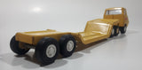 Vintage 1970s Tonka Semi Tractor Truck and Lowboy Trailer Yellow 11 1/4" Long Pressed Steel and Plastic Die Cast Toy Car Vehicle