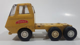 Vintage 1970s Tonka Semi Tractor Truck and Lowboy Trailer Yellow 11 1/4" Long Pressed Steel and Plastic Die Cast Toy Car Vehicle