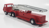 Vintage 1970s Tonka Semi Tractor Truck and Fire Ladder Trailer Red 10 1/4" Long Pressed Steel and Plastic Die Cast Toy Car Vehicle