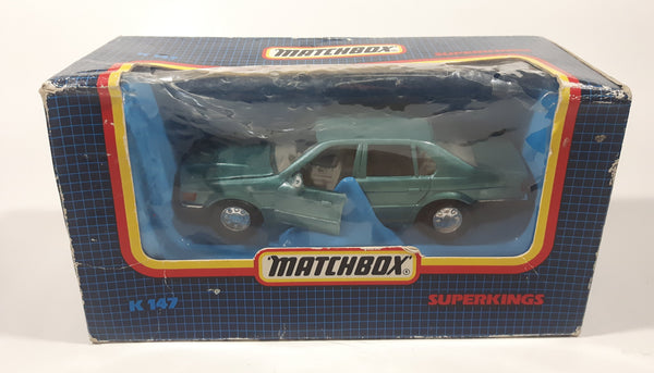 1992 Matchbox Super Kings K147 BMW 750il Teal Green Blue 1/43 Scale Die Cast Toy Car Vehicle with Opening Doors and Hood New with Box