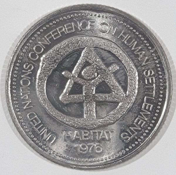 Vintage 1976 United Nations Conference On Human Settlements Habitat Beautiful British Columbia Vancouver Dollar Metal Coin
