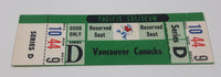 Vintage 1969 1970 Vancouver Canucks Pacific Coliseum WHL Ice Hockey Game Ticket with Johnny Canuck Green Version Series D Section 10 Row 44 Seat 9 Reserved
