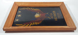 Vintage Conception Enterprises Harley Davidson Motor Cycles American Eagle 11 1/2" x 14 1/4" Wood Framed Glass Mirror Art