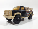Vintage Tonka Farm Stake Truck Black and Beige Pressed Steel and Plastic Toy Car Vehicle Made in Mexico