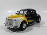 Tootsie Toy Hard Body 1940 Ford Coupe Black with Yellow and White 1/32 Scale Die Cast Toy Car Vehicle with Opening Doors