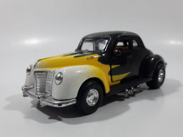 Tootsie Toy Hard Body 1940 Ford Coupe Black with Yellow and White 1/32 Scale Die Cast Toy Car Vehicle with Opening Doors
