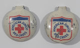 Vintage American Junior Red Cross Fold Over Style 5/8" Metal Tab Clip Pin Set of 2