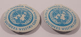 Vintage UN United Nations Guided Tours Fold Over Style 7/8" Metal Tab Clip Pin Set of 2