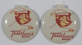 Vintage TraveLodge Sleepy Bear Fold Over Style 7/8" Metal Tab Clip Pin Set of 2