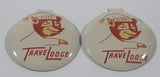 Vintage TraveLodge Sleepy Bear Fold Over Style 7/8" Metal Tab Clip Pin Set of 2