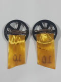 Vintage Black Rope 6 Spoke Wheel 1 1/8" Pin with Yellow Ribbon with 10 On It Set of 2