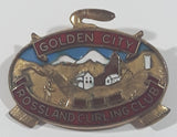 Vintage Rossland Curling Club Golden City 7/8" x 1 1/4" Enamel Metal Lapel Pin