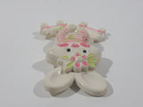Vintage 1974 Avon Easter Bunny with Roller Skates Shaped Solid Glace Scented Perfume Fragrance Compact White Plastic 3 3/8" Brooch Pin