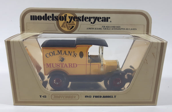 Vintage 1979 Matchbox Models of Yesteryear Y-12 1912 Ford Model T Van Colman's Mustard Yellow and Black Die Cast Toy Car Vehicle New in Box