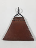 Vintage WWII French Brown Leather Rear Back Suspender Connector Belt Hooks