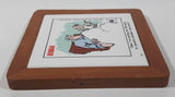 Vintage 1983 Universal Press Syndicate Herman "Dad, I'm writing my life story. Is 'poverty-stricken' one word?" 5 1/2" x 5 1/2" Wood Framed Ceramic Tile Trivet