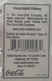 Ande Rooney Drink Coca Cola In Bottle Take Coke Along Fishing Rod and Lure with Frying Pan 6 1/2" x 19" Embossed Tin Metal Sign