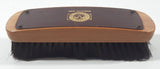 Vintage Sheppard Envelope Company 6 5/8" Long Thin Brown Leather Topped Wood Handle Brown Bristle Shoe Brush Worcester, Mass.