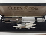 Vintage W.J. Young Co. Peabody Kleen Reem Pipe Tool with White Bristled Pipe Cleaners in Black Plastic Case