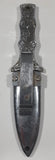 Vintage Engraved Stainless Steel 6 3/4" Long Straight Blade Dagger Boot Knife in Sheath