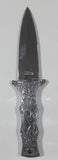 Vintage Engraved Stainless Steel 6 3/4" Long Straight Blade Dagger Boot Knife in Sheath