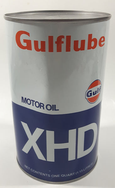 Vintage Gulf Gulflube XHD SAE 10W-30 1.13 Litre Motor Oil Metal Can FULL