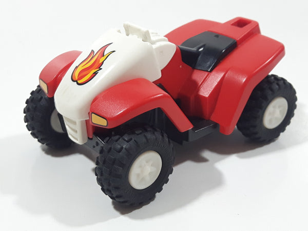 2004 PlayMobil All Terrain Off-Road ATV Quad Pull Back Red White Black Plastic Toy Vehicle