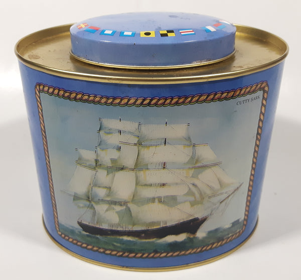 Vintage Cutty Sark Tall Ship Oval Shaped 5" Tall Tin Metal Container