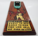 Vintage Fishermans Code Bottle Opener 4 1/8" x 12 1/2" Wood Wall Plaque