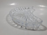 Vintage Crescent Shaped Sun Pattern 5 1/2" x 8 1/2" Crystal Glass Serving Dish