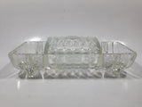 Vintage Footed 8 3/4" Long Glass Serving Dish with Center Lid