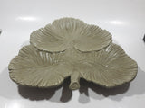 Vintage 1960s Jamar Mallory 10 3/4" x 11 1/2" Large Green Leaf Ceramic Serving Platter Dish