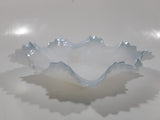 Vintage Indiana Style Sawtooth Edge Scalloped Iridescent Light Blue 7" x 7" Hobnail Milk Glass Candy Dish