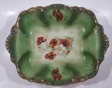 Antique Crown Staffordshire Flower Poppy Themed 10" x 12 1/4" Hand Painted Porcelain Bowl