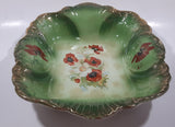 Antique Crown Staffordshire Flower Poppy Themed 10" x 12 1/4" Hand Painted Porcelain Bowl