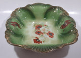Antique Crown Staffordshire Flower Poppy Themed 10" x 12 1/4" Hand Painted Porcelain Bowl