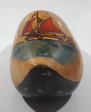 Vintage Holland Dutch Sailboat 7" Long Hand Painted Wood Clog Shoe