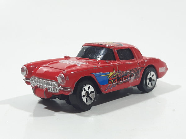 2003 Maisto Marvel Comics '57 Chevrolet Corvette Captain America Marvel Red Die Cast Toy Car Vehicle