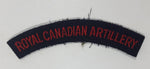 Royal Canadian Artillery Arched Shoulder Title Black with Red Letters 3/4" x 5" Fabric Patch Badge
